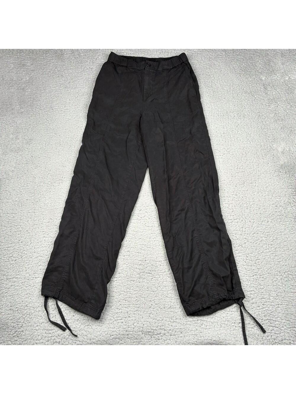 Vuori Coastline Pants Womens Small Black Twill Relaxed Ankle Tie VW4154